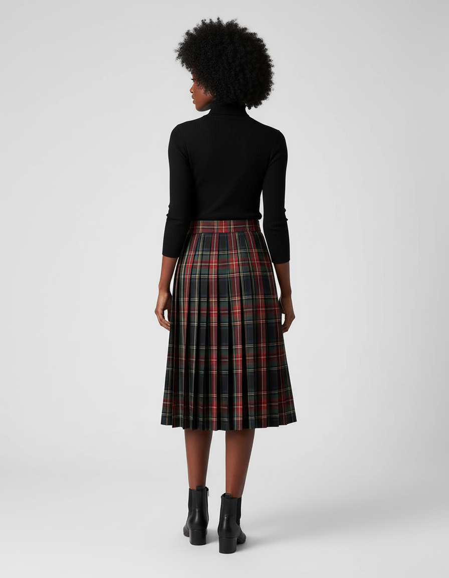 Jupe Plissée écossaise chic midi