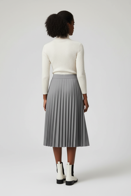 Jupe Plissée Grise Midi Chic raffinée