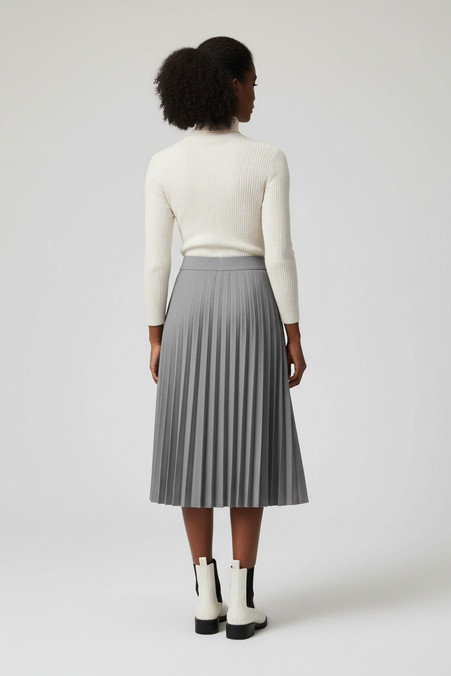 Jupe Plissée Grise Midi Chic raffinée