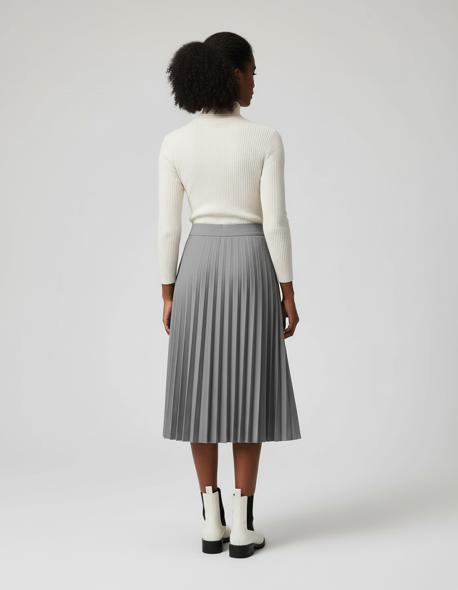 Jupe Plissée Grise Midi Chic raffinée