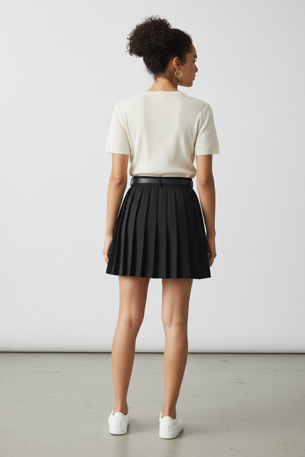 Jupe Plissée Noire Mini Preppy raffinée