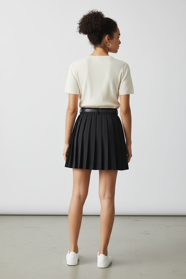 Jupe Plissée Noire Mini Preppy raffinée