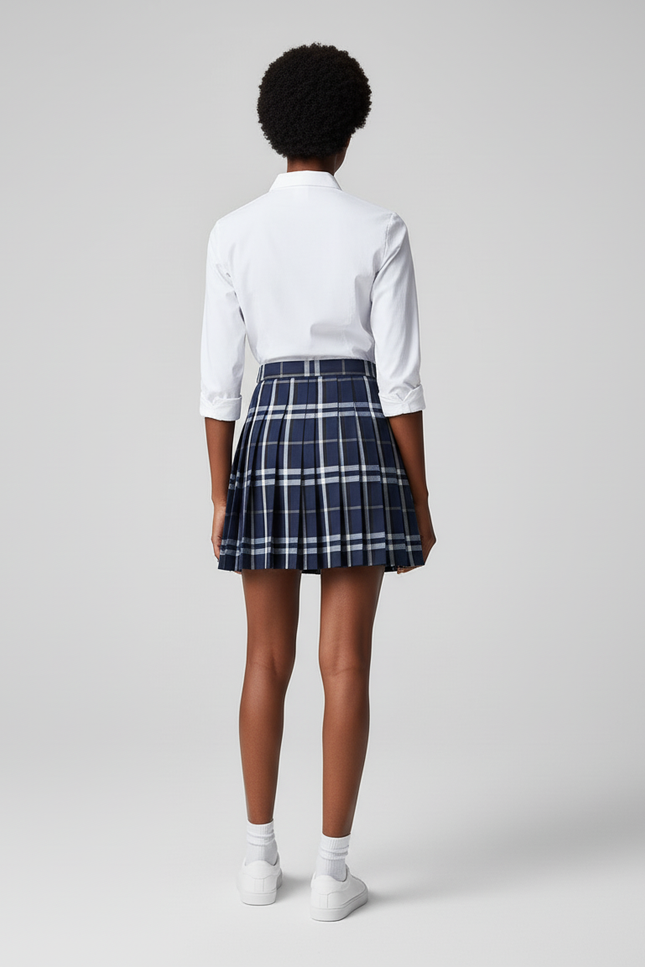 Jupe Plissée bleu marine écossaise chic