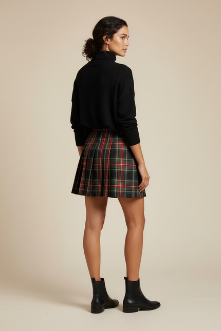 Jupe Plissée à carreaux mini chic tendance
