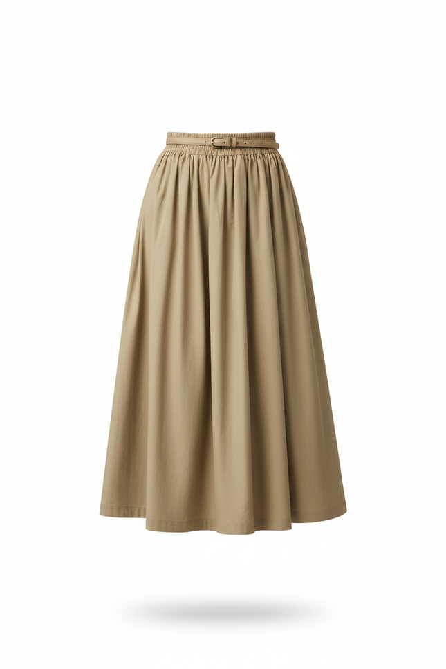 Jupe Plissée taille haute kaki élégante