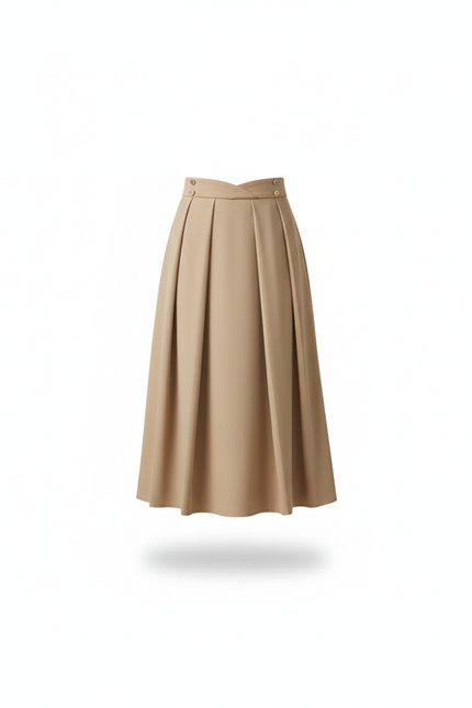 Jupe Plissée beige évasée élégante