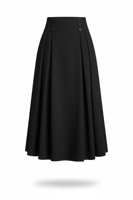 Jupe Plissée Noire Taille Haute Élégante