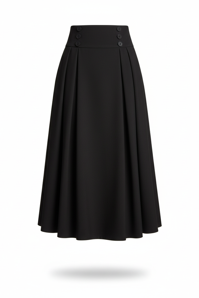 Jupe Plissée Noire Taille Haute Élégante