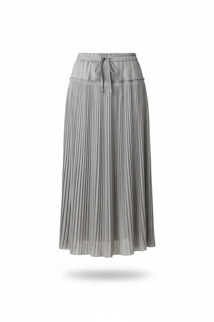 Jupe Plissée gris argent taille cordon élégante