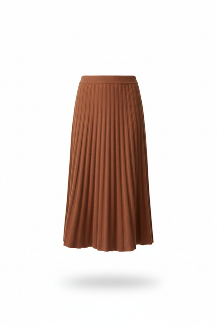 Jupe Plissée Maille Marron Élégante