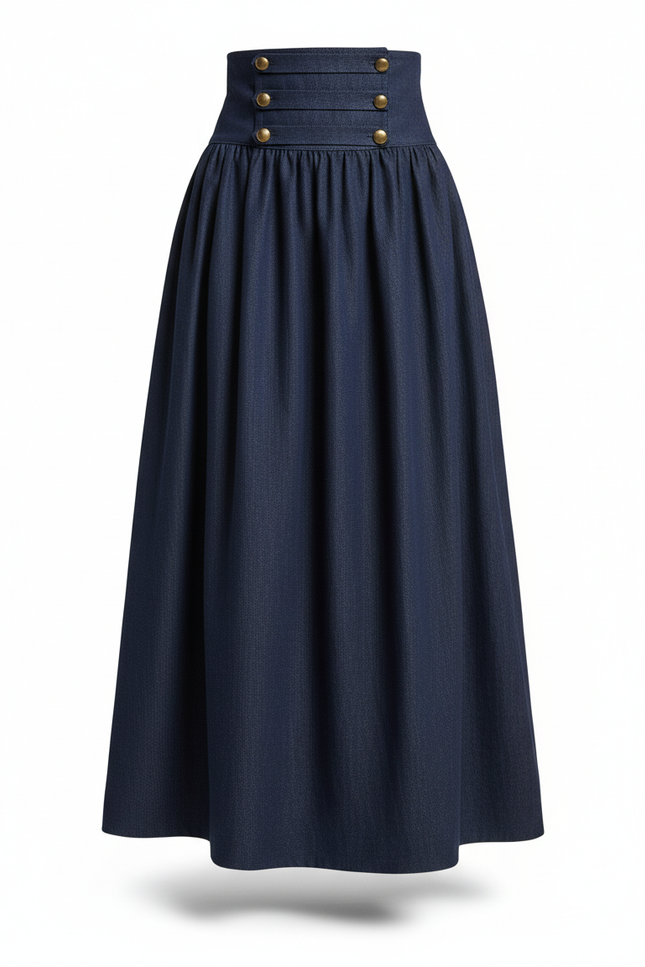 Jupe Plissée denim taille haute chic