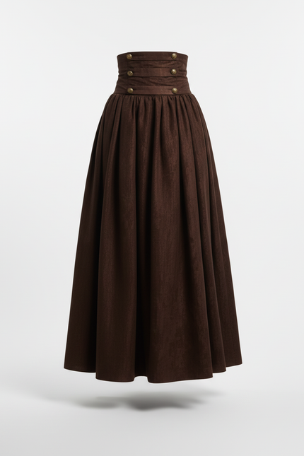 Jupe Plissée marron taille haute élégante
