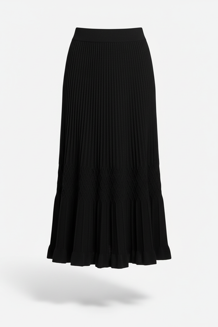 Jupe Plissée noire tricotée chic