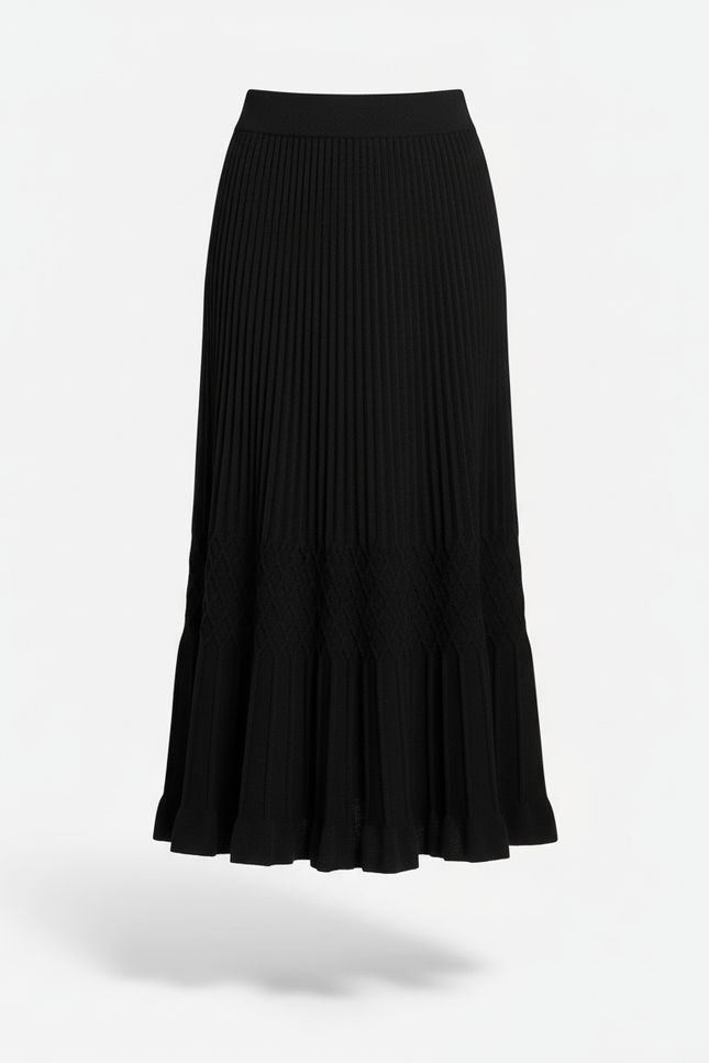 Jupe Plissée noire tricotée chic