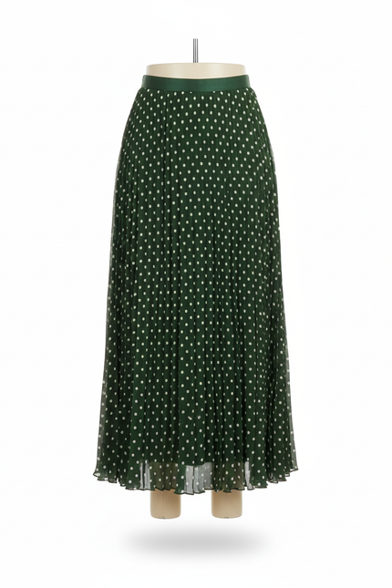 jupe longue plissée vert