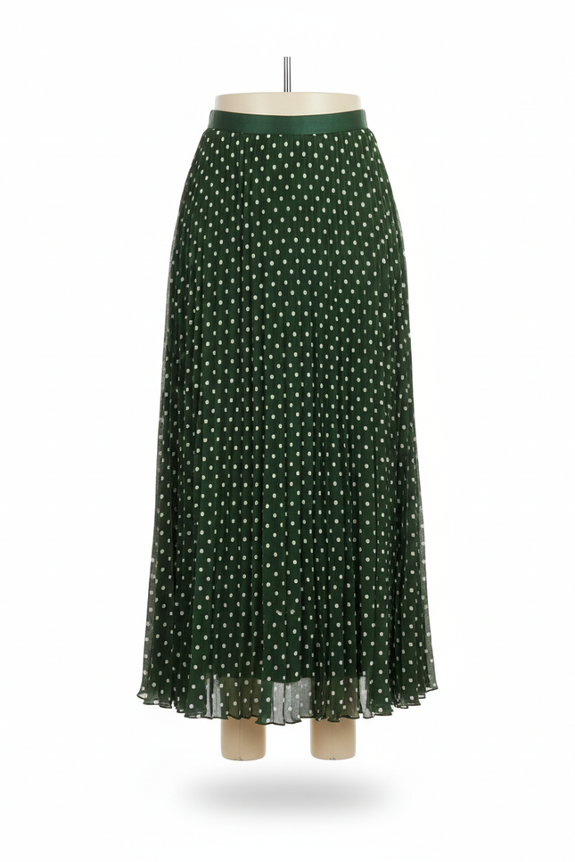 jupe longue plissée vert