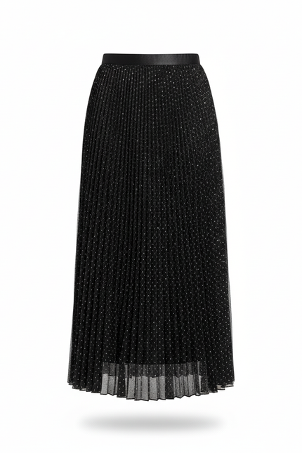 jupe noir plissée longue
