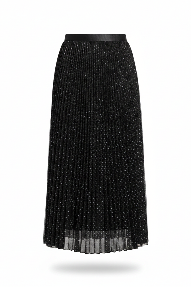 jupe noir plissée longue