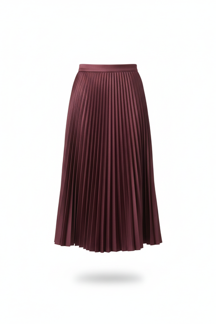 Jupe Plissée Bordeaux Midi Élégante