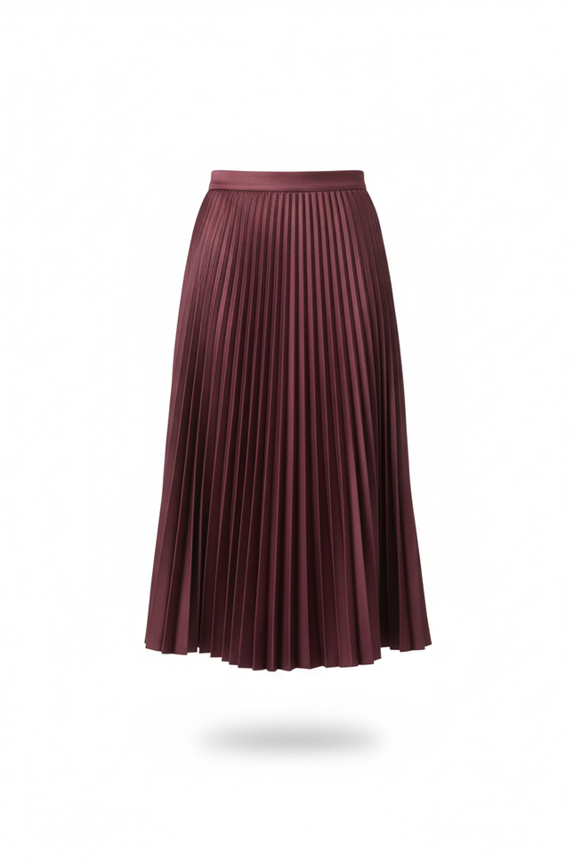 Jupe Plissée Bordeaux Midi Élégante