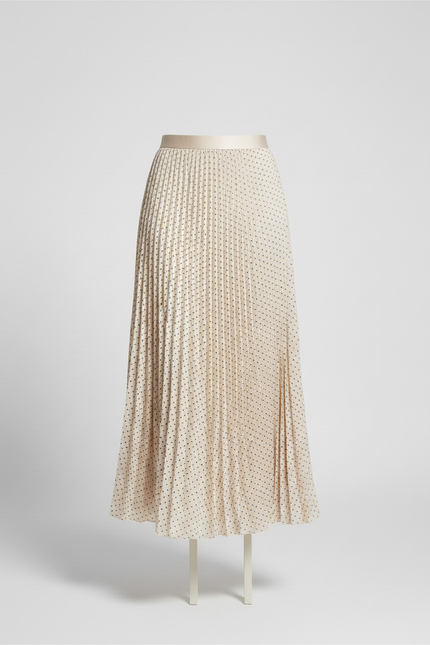 jupe longue plissée beige