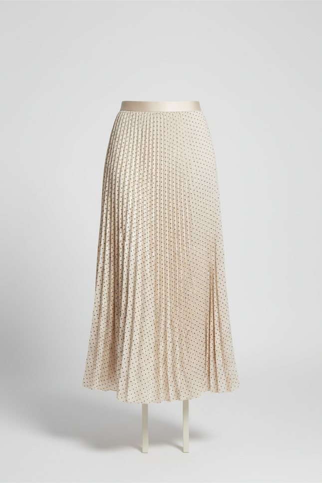 jupe longue plissée beige