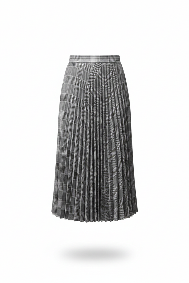 Jupe Plissée Plaid Midi Chic