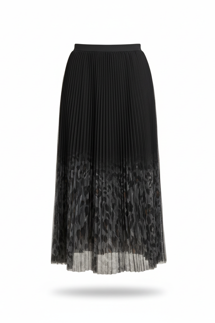 jupe longue plissée noire transparente