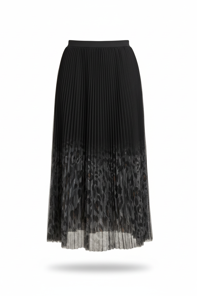 jupe longue plissée noire transparente