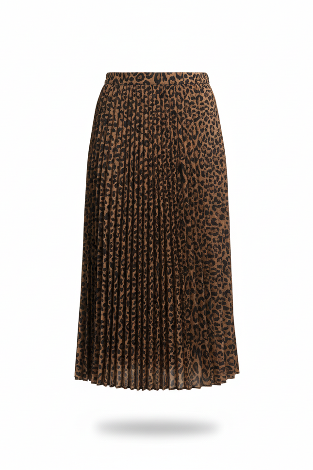 jupe plissée longue leopard