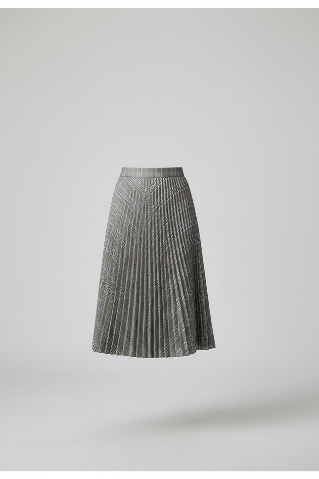 Jupe Plissée Plaid Grise Chic