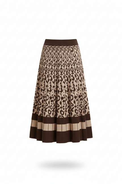 Jupe Plissée Leopard Maille Élégante