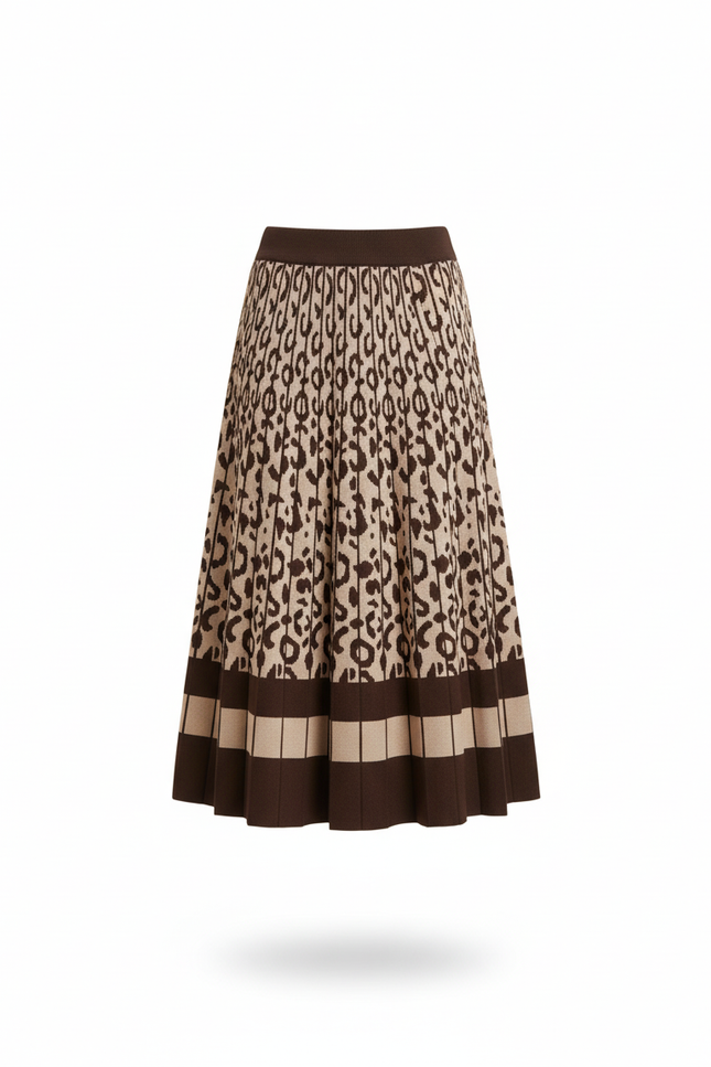Jupe Plissée Leopard Maille Élégante