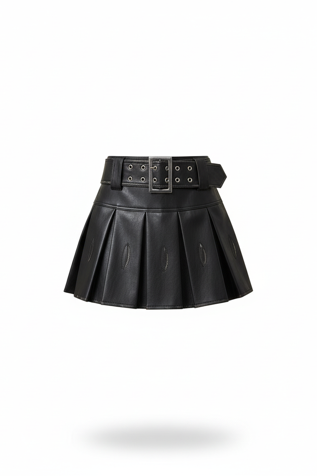 Jupe Plissée Noire Distressed Chic
