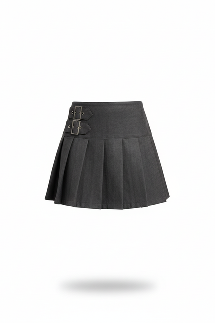 Jupe Plissée gris boucles décontractée