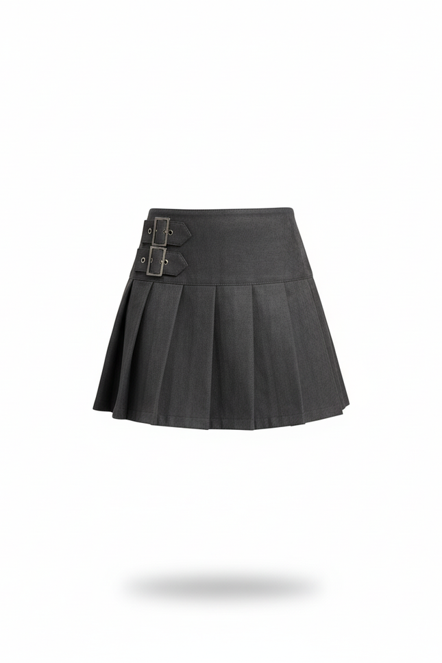 Jupe Plissée gris boucles décontractée