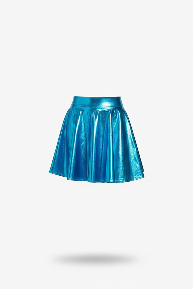 Jupe Plissée Bleu Brillante Holographique