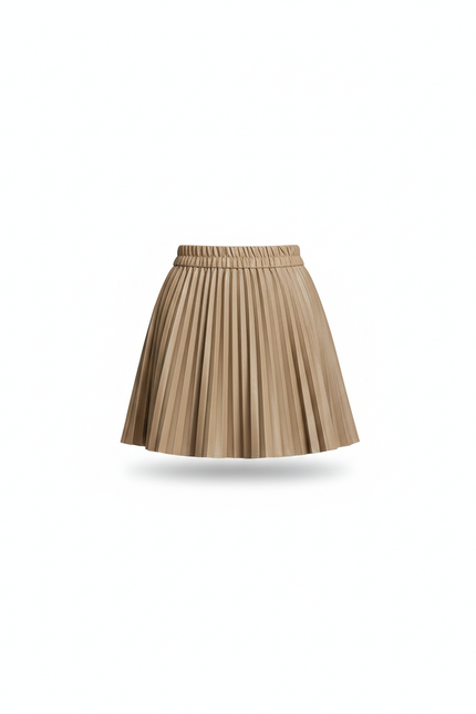 Jupe Plissée camel simili cuir chic
