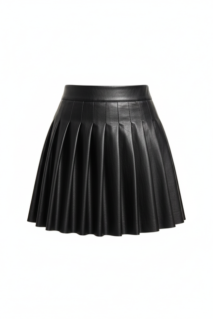 Jupe Plissée similicuir noire chic