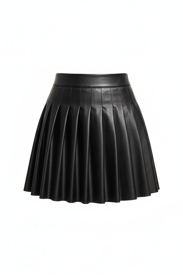 Jupe Plissée similicuir noire chic