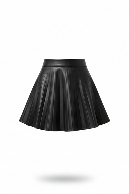 Jupe Plissée Mini Cuir PU Chic