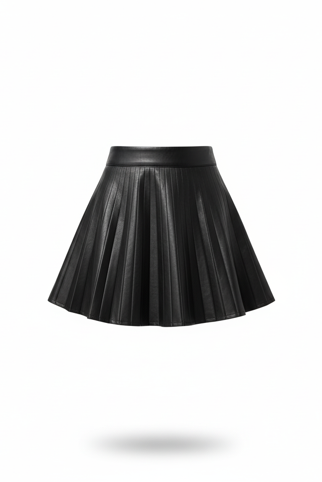 Jupe Plissée Mini Cuir PU Chic