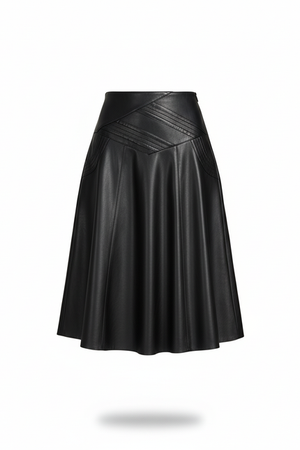 Jupe Plissée Simili Cuir Noire Chic
