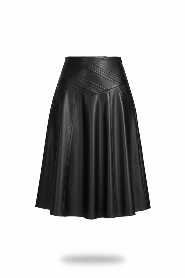 Jupe Plissée Simili Cuir Noire Chic