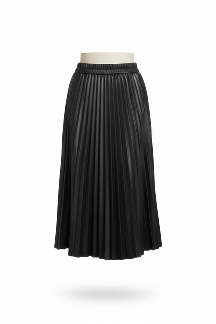 jupe simili cuir plissée