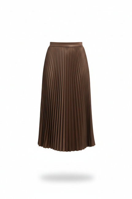 Jupe Plissée marron midi élégante