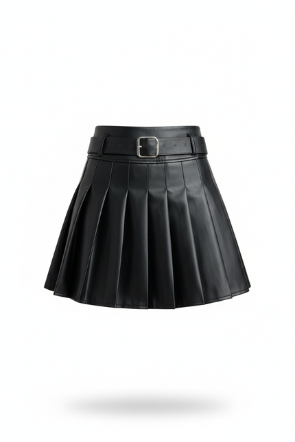 Jupe Plissée mini simili cuir chic