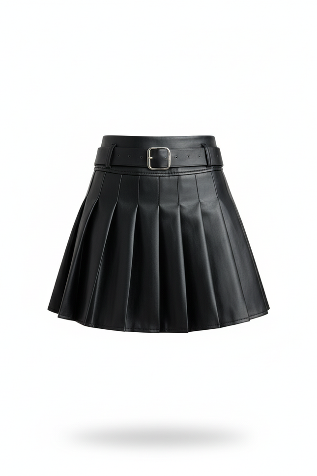 Jupe Plissée mini simili cuir chic
