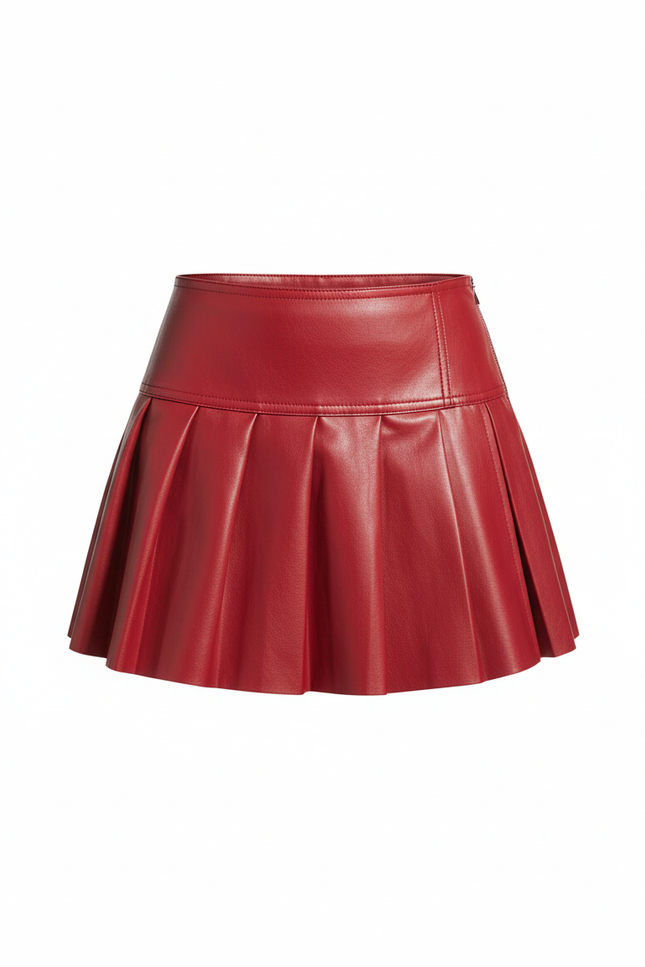 jupe rouge plissée courte