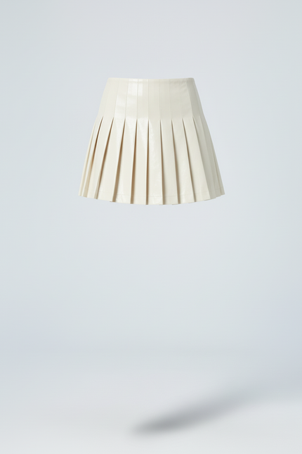 Jupe Plissée Crème Effet Cuir Chic